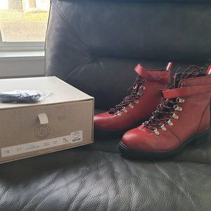 NEW Urban Outfitters Jessa Red Leather Hiking Boot